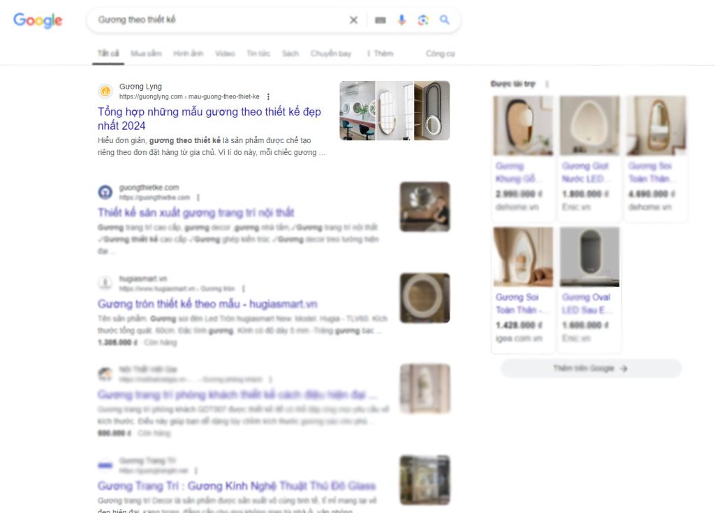 Dự án SEO từ khóa cơ sở sản xuất Gương trang trí cao cấp