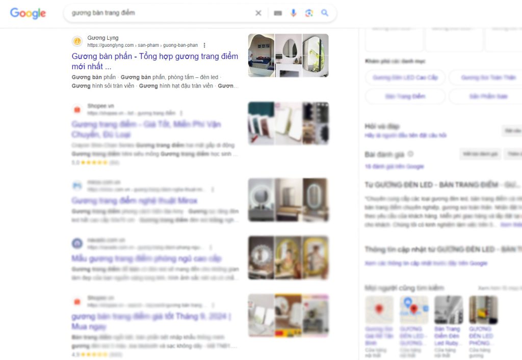 Dự án SEO từ khóa cơ sở sản xuất Gương trang trí cao cấp