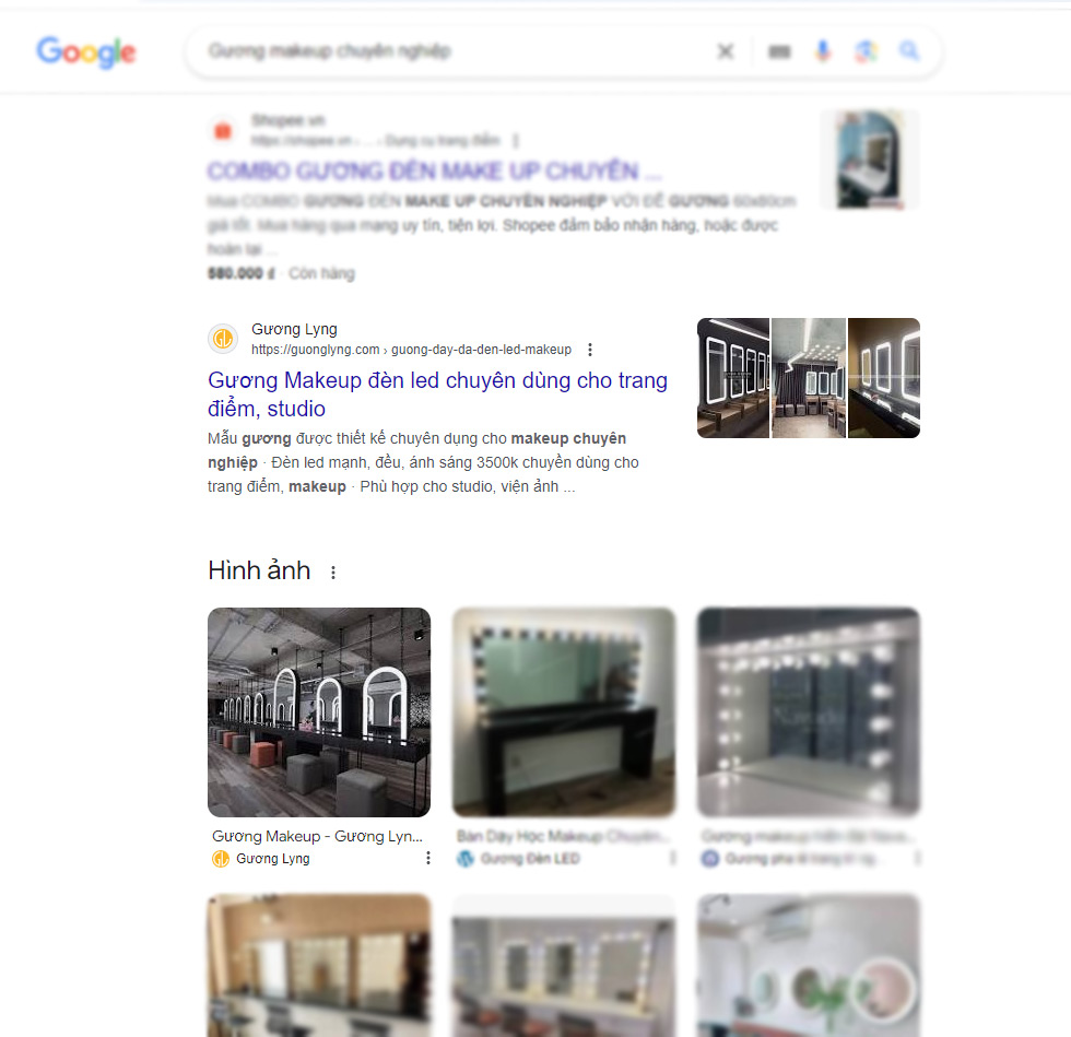 Dự án SEO từ khóa cơ sở sản xuất Gương trang trí cao cấp