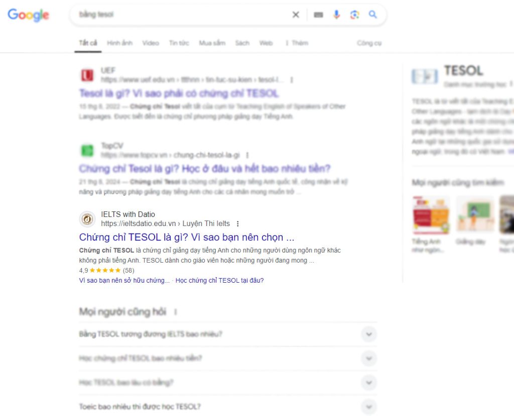 Dự án SEO trung tâm anh ngữ IELTS with DATIO