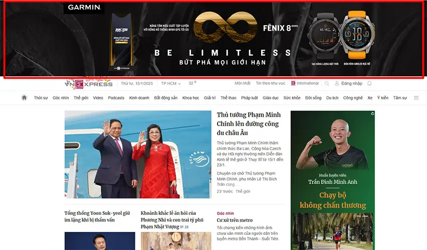 Mẫu quảng cáo CPD trên trang tin tức online