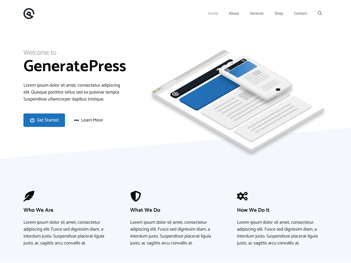 GeneratePress mẫu website bán hàng WordPress
