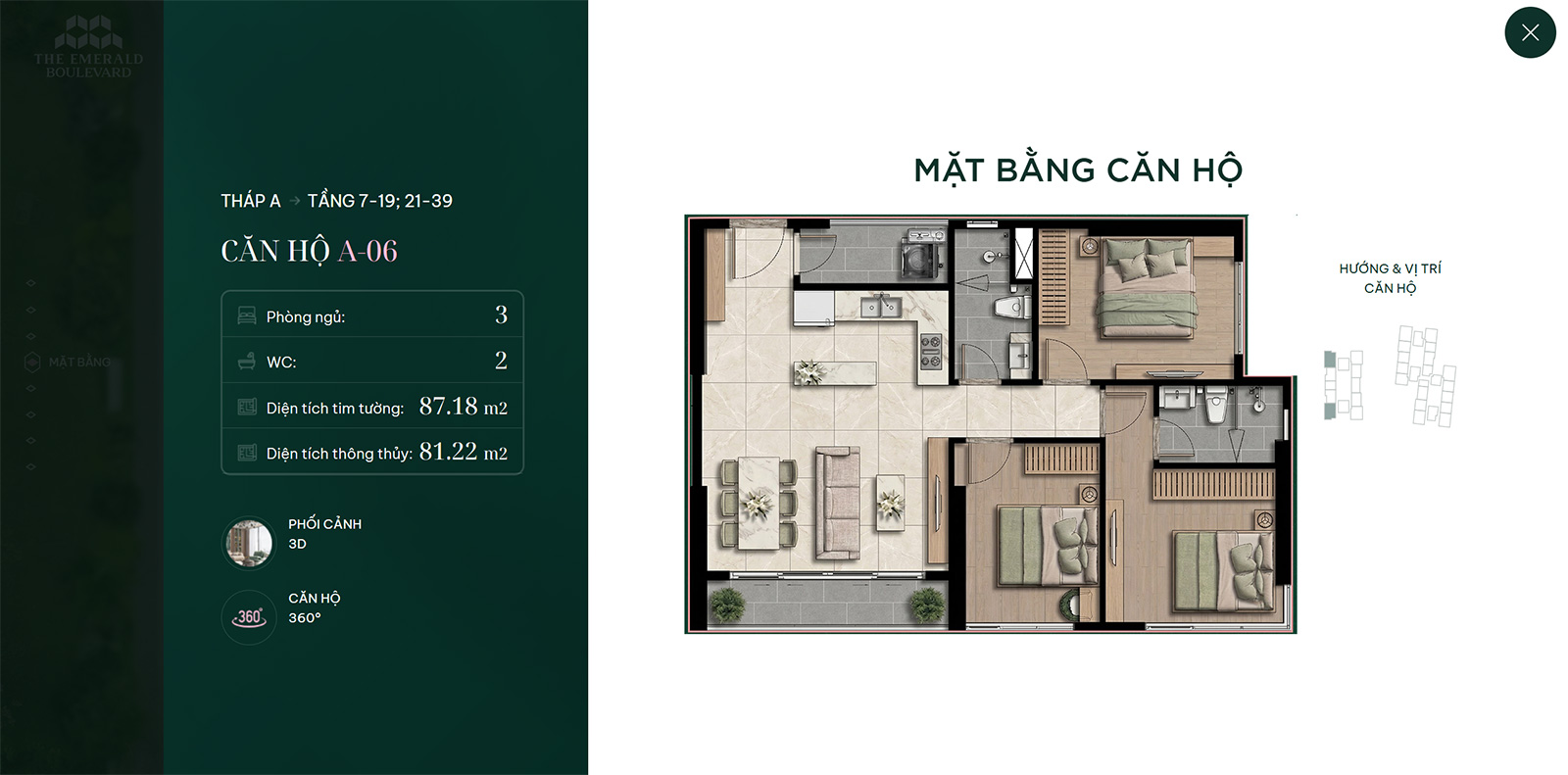 Popup mặt bằng căn hộ