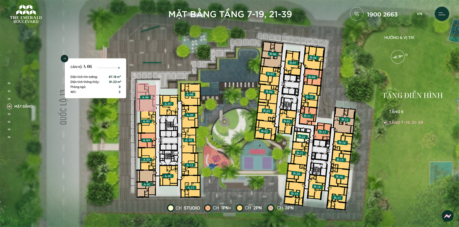 Mặt bằng tầng căn hộ The Emerald Boulevard