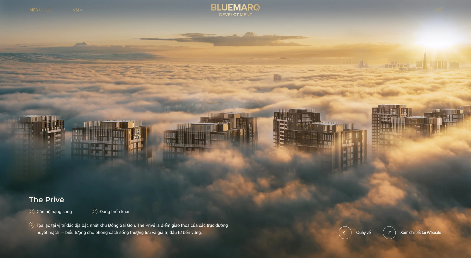 Layout hình ảnh tràn viền trong thiết kế website BLUEMARQ Development cao cấp