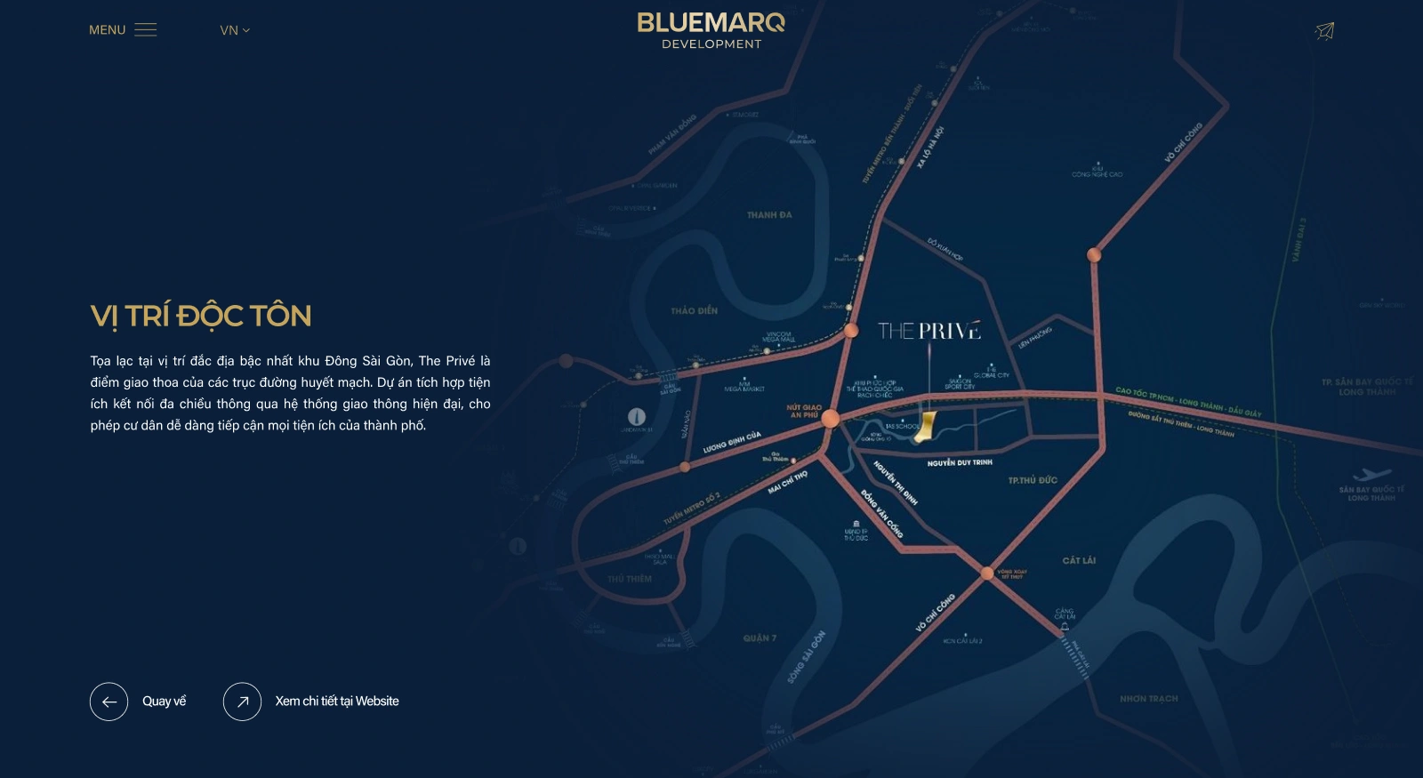 Tính năng bản đồ tương tác trong dự án thiết kế website BLUEMARQ Development