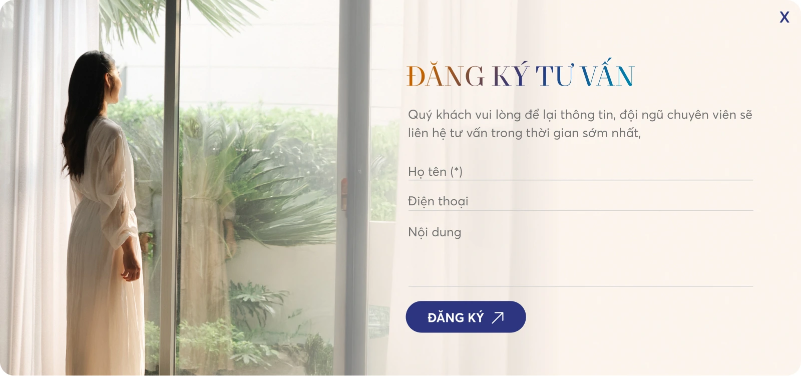 Form đăng ký tư vấn thiết kế dạng Pop-up tinh gọn trên website Costamigo Phan Thiết, tối ưu trải nghiệm người dùng và tăng tỷ lệ chuyển đổi khách hàng tiềm năng.