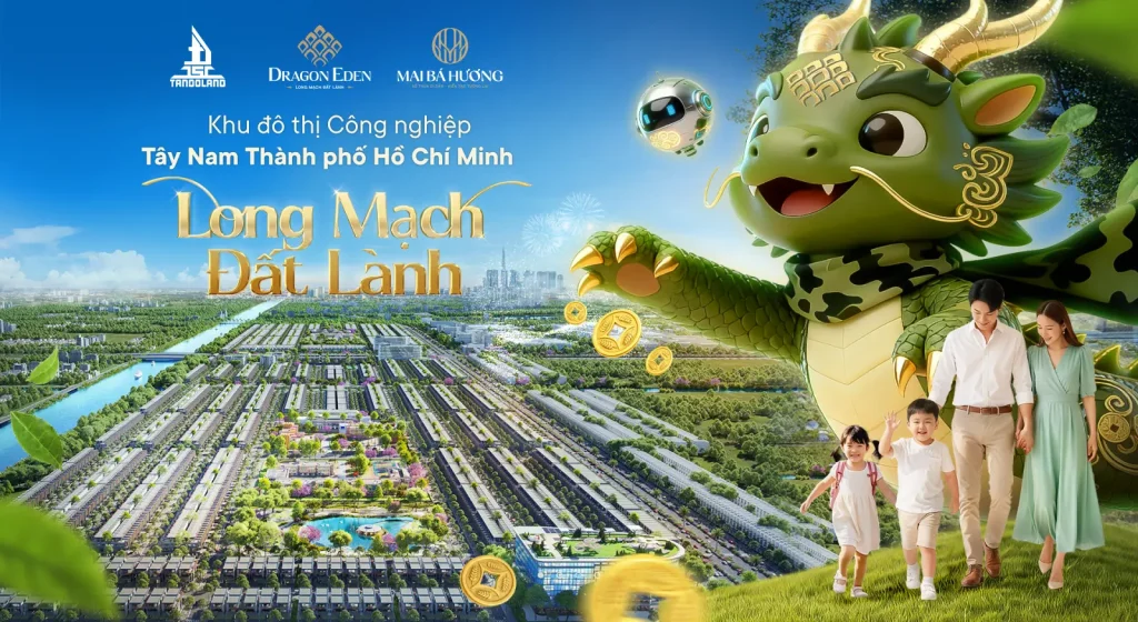 Giao diện màn hình chính website dự án Dragon Eden với linh vật rồng 3D do Lead Digital thiết kế và lập trình.
