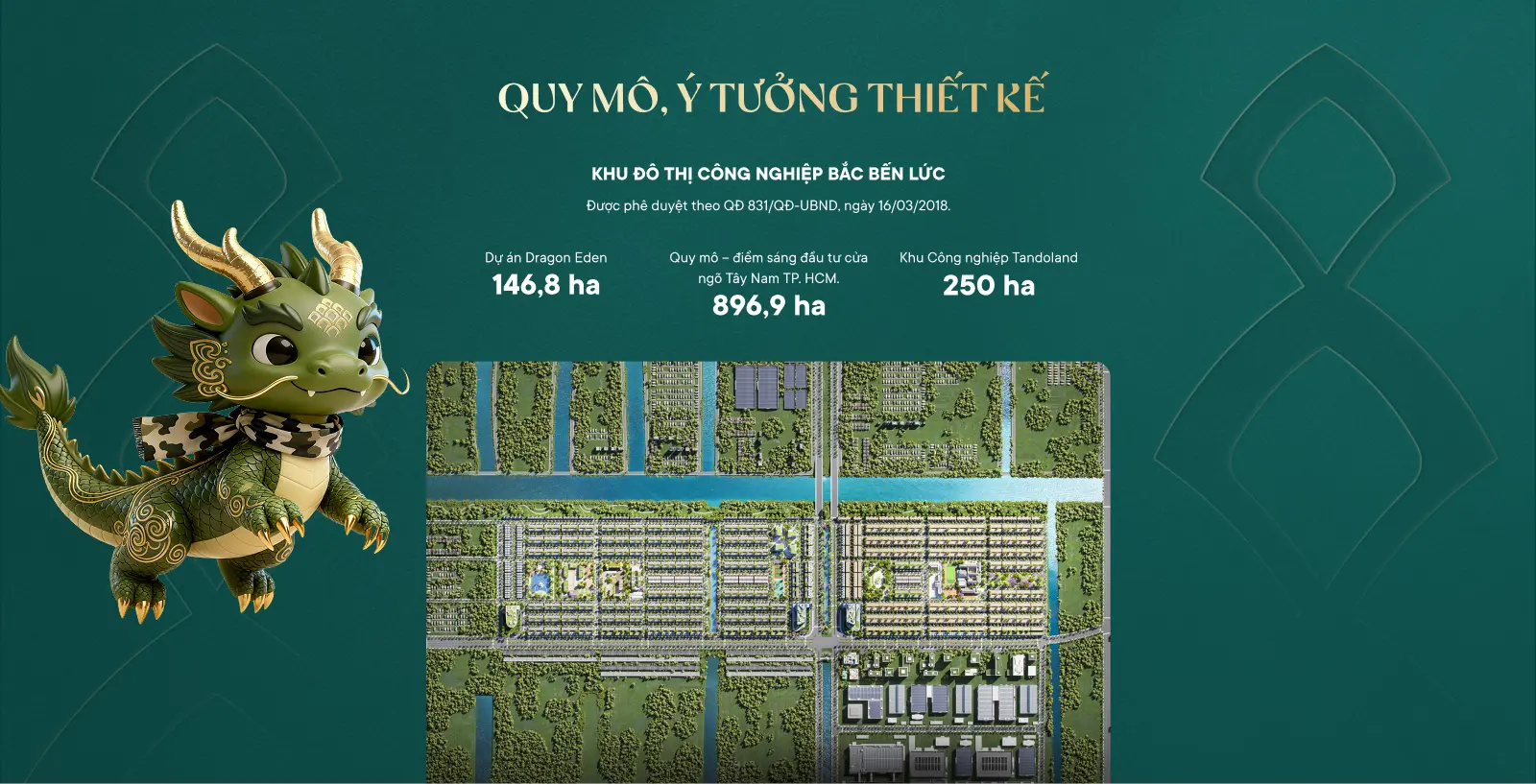 Trình bày thông tin Quy mô và Ý tưởng thiết kế siêu dự án Dragon Eden trên nền tảng số.