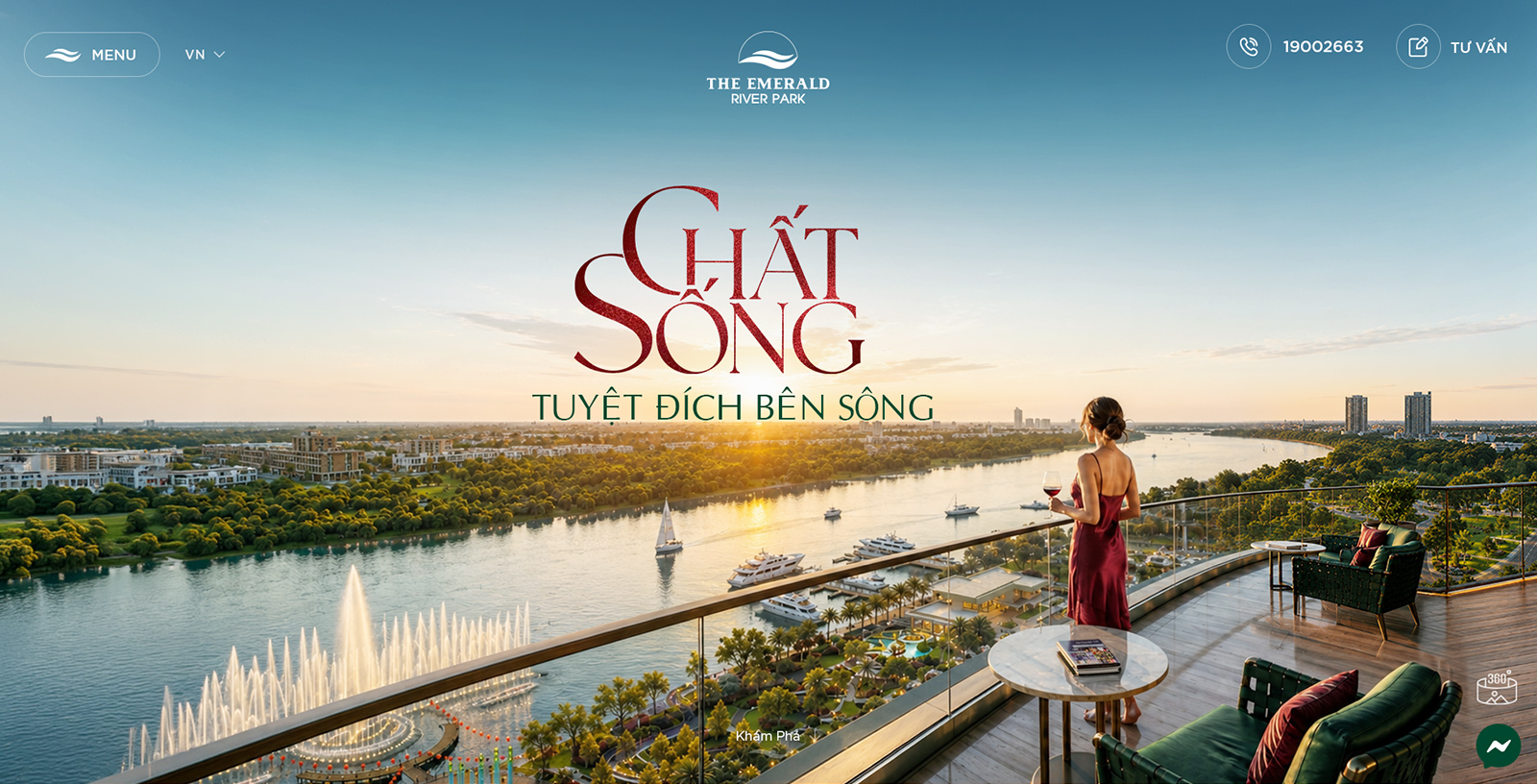 Thiết kế Hero banner giao diện landing page The Emerald River Park