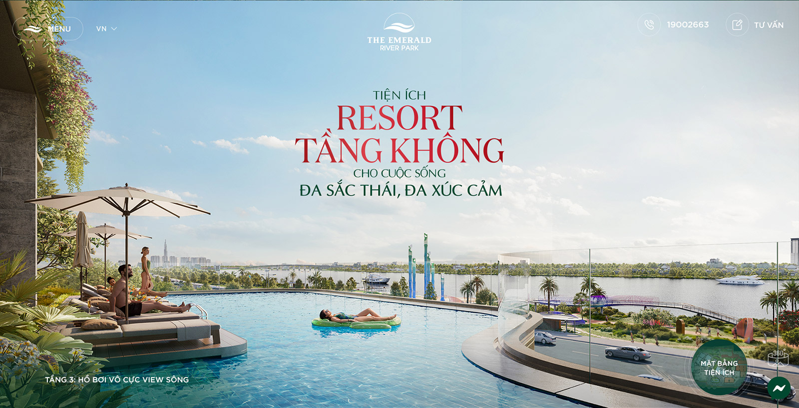 Giao diện tiện ích resort nội khu The Emerald River Park
