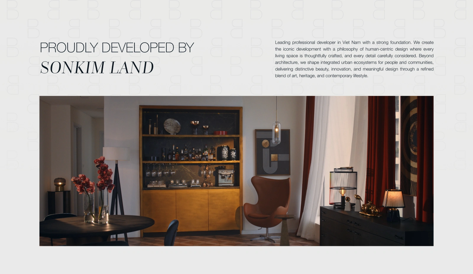 SonKim Land developer introduction section on The Berkley landing page design